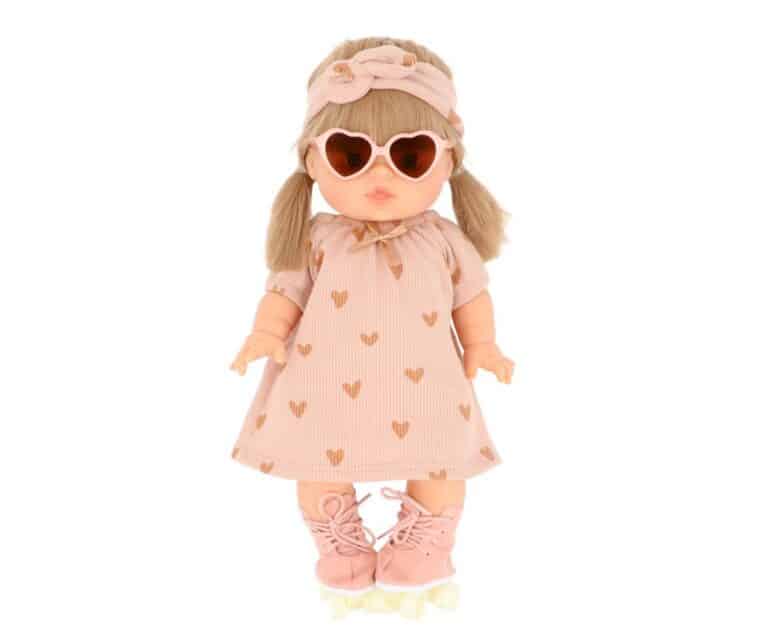 Lunettes de soleil pour poupées rose forme de coeur, poupon enfant, poupée Minikane, idée cadeau petite fille 3 ans, cadeau de Noël