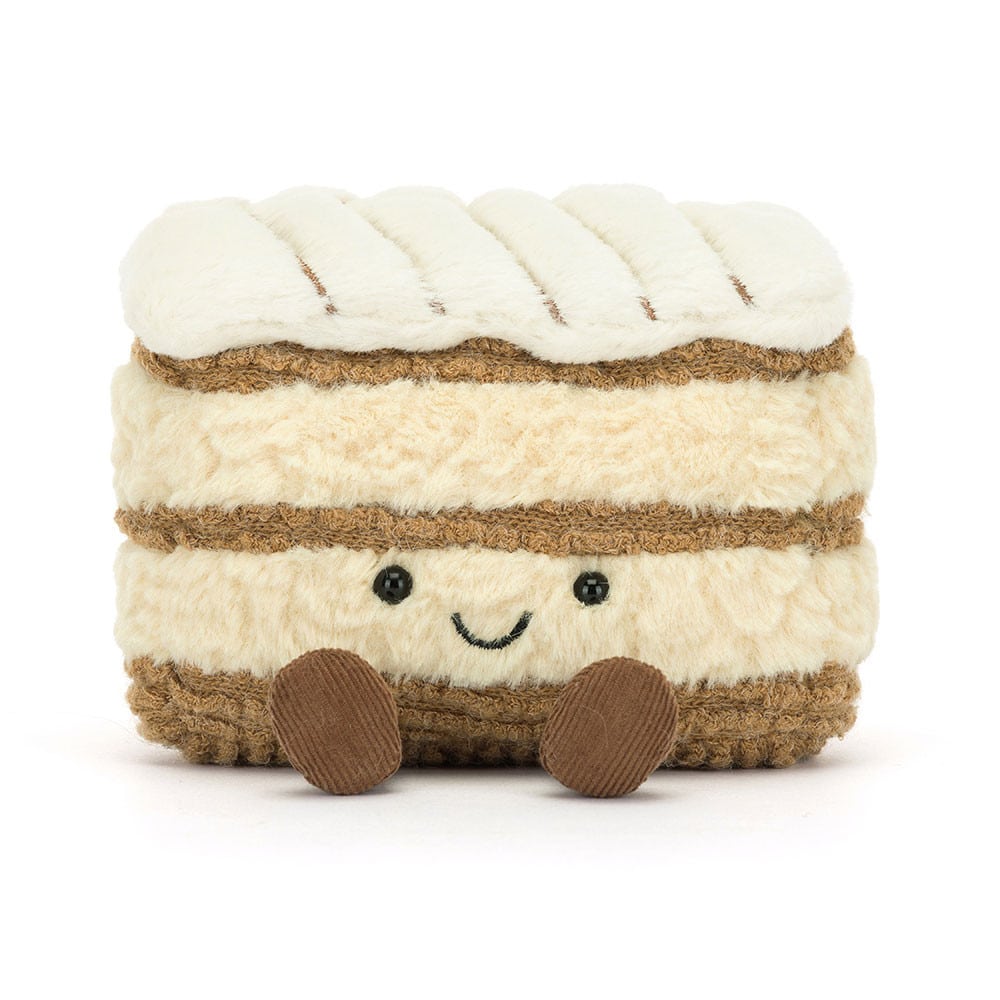 Doudou amuseables Milie Mille Feuille -Jellycat, vue de face sur fond blanc