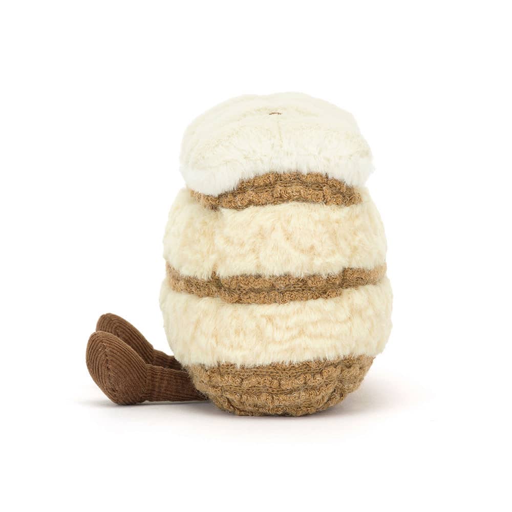Doudou amuseables Milie Mille Feuille -Jellycat, vue de côté sur fond blanc