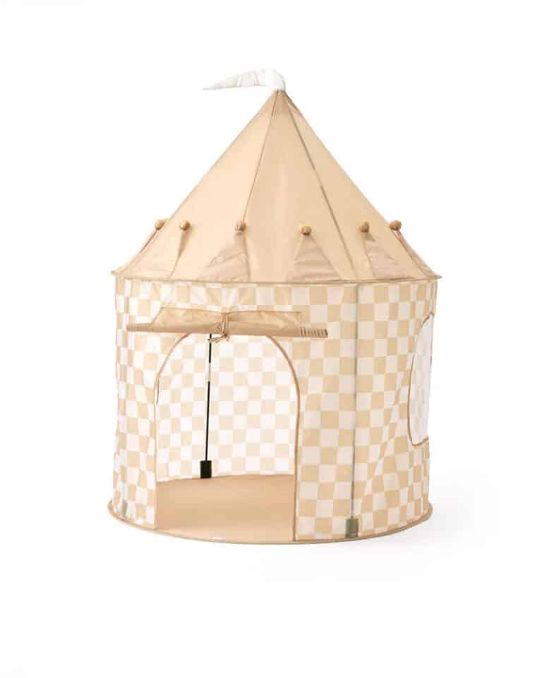 Tente de jeu chapiteau - Carreaux - Kid's concept, vue de face sur fond blanc