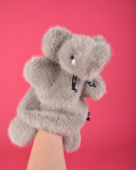 Marionnette Sowen éléphant - Gris souris- Maïlou - ambiance