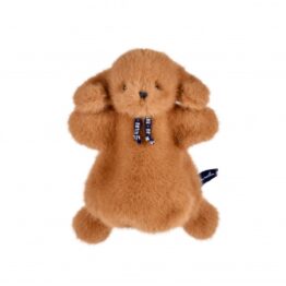 Marionnette Chien Sowen – Caramel salé – Maïlou - vue de face sur fond blanc