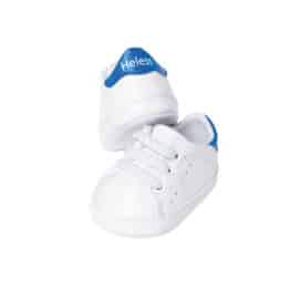 Baskets blanche pour poupée – Taille 30 à 34 cm - Vue de face sur fond blanc