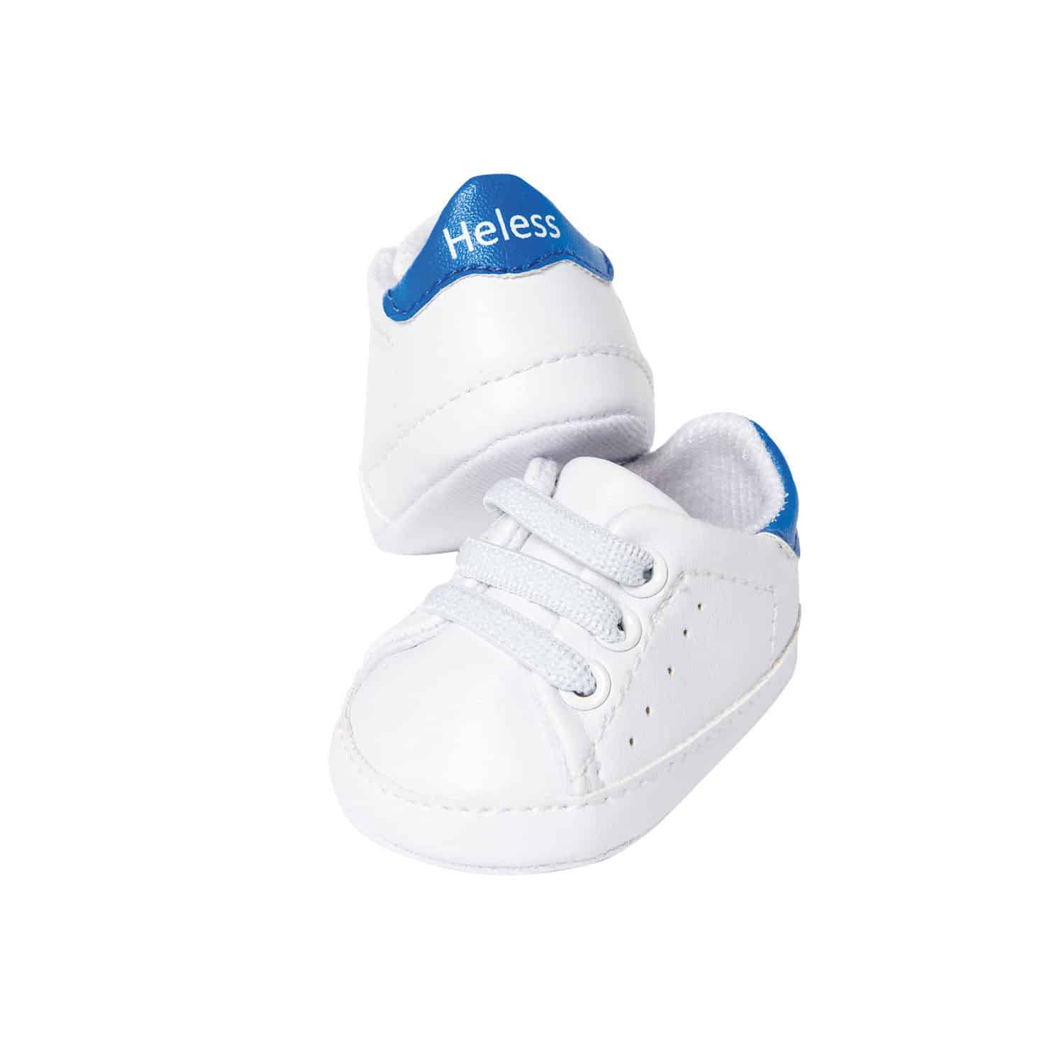 Baskets blanche pour poupée – Taille 30 à 34 cm - Vue de face sur fond blanc