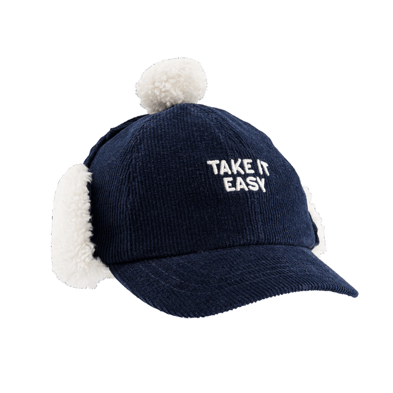 Casquette Chapka Take It Easy - Bleu Marine – Chamaye - Vue de côté sur fond blanc