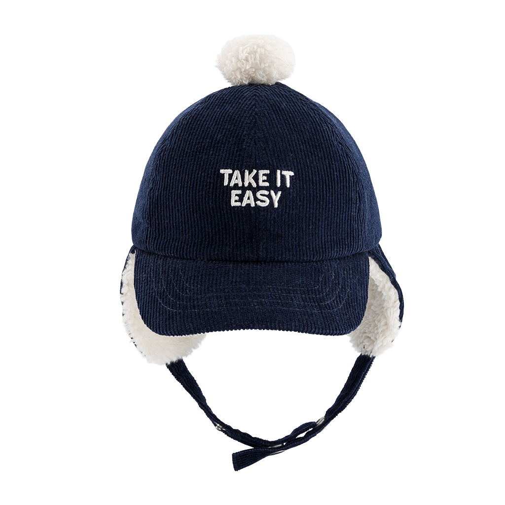 Casquette Chapka Take It Easy - Bleu Marine – Chamaye - Vue de face sur fond blanc