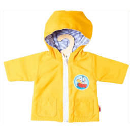 Ciré Jaune Réversible Maritime pour Poupée 28 à 35 cm - Vu de face sur fond blanc