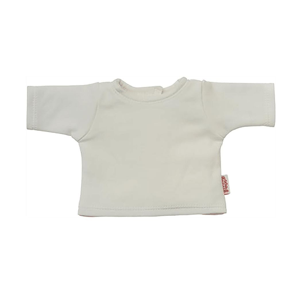 Ensemble pour poupée 28/35 cm – T-shirt blanc et pantalon salopette vert - Vu de face sur fond blanc