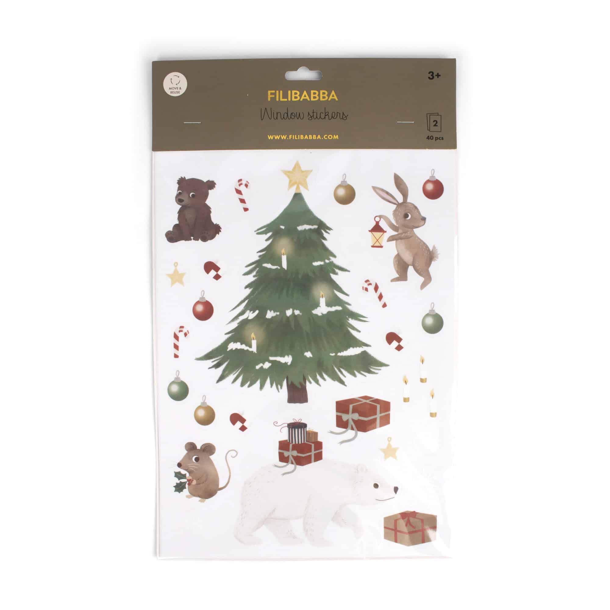 Stickers Fenêtres Hiver Merveilleux – Amis de la Forêt - Filibaba - Vus de face sur fond blanc