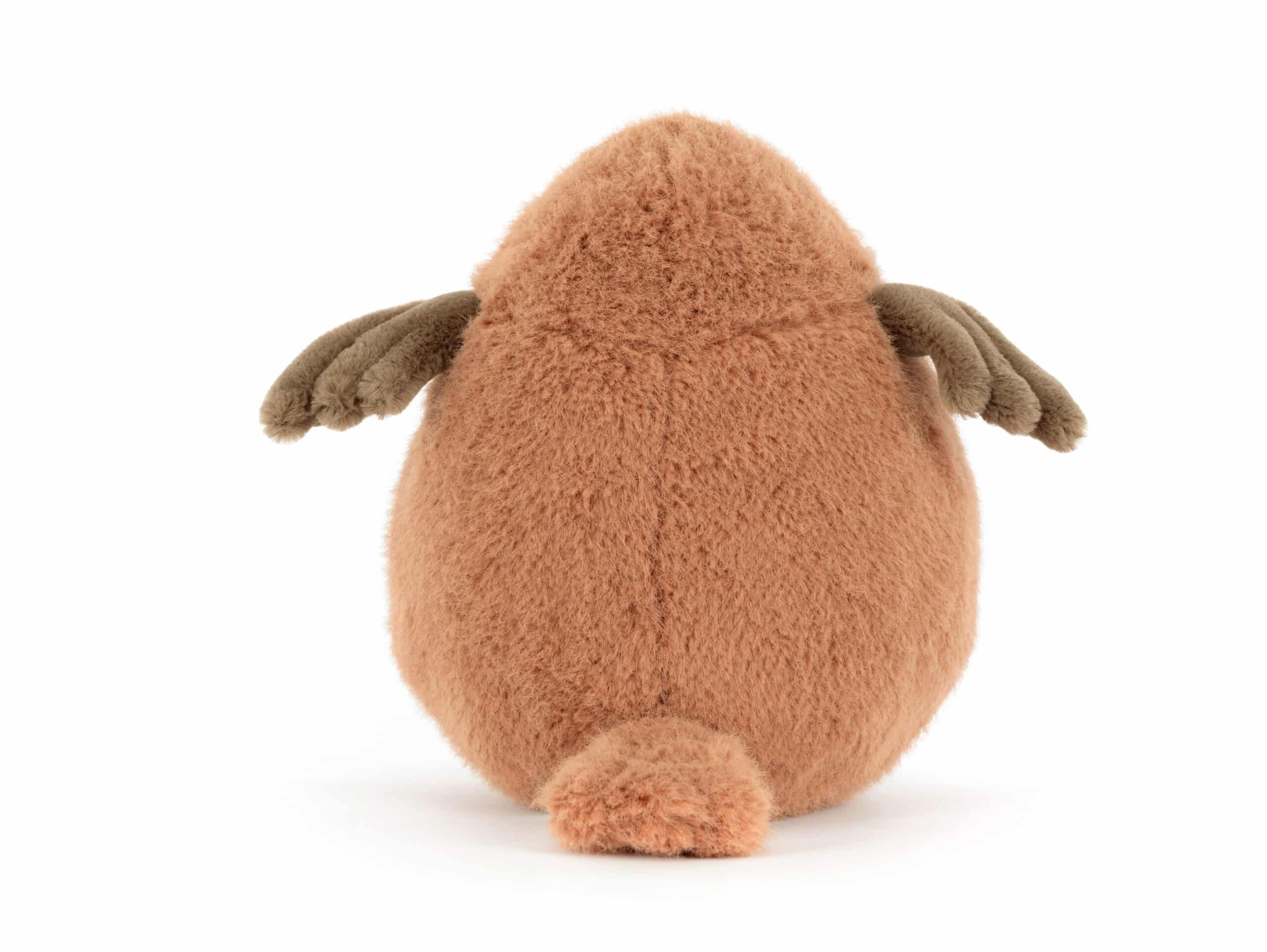 Doudou oiseau rouge gorge - Jellycat - vu de dos sur fond blanc