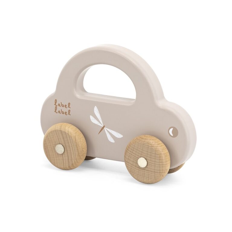 Voiture en bois Label Label – Couleur Nougat - Vue de face sur fond blanc