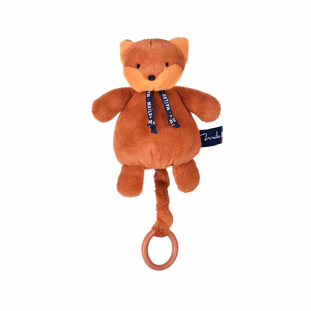 Doudou musical renard dorlotin - fauve - Maïlou - vue de face sur fond blanc