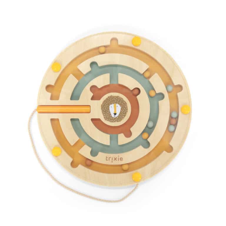 Labyrinthe Magnétique Rond en Bois - Trixie Baby - Vu de face sur fond blanc