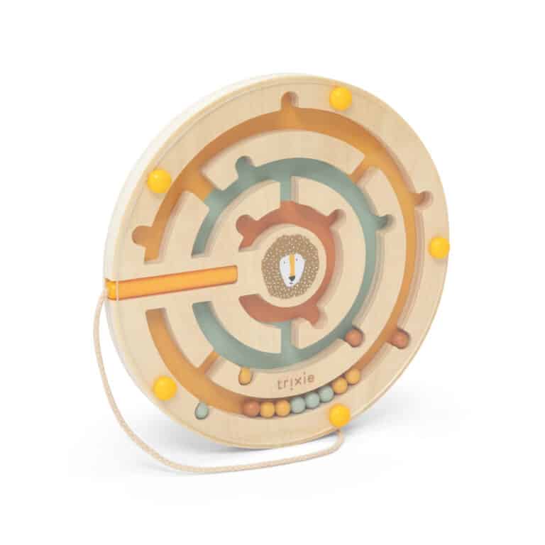 Labyrinthe Magnétique Rond en Bois - Trixie Baby - Vu de face sur fond blanc
