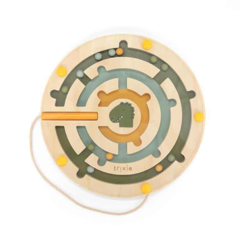 Labyrinthe Magnétique Rond en Bois - Trixie Baby - Vu de face sur fond blanc