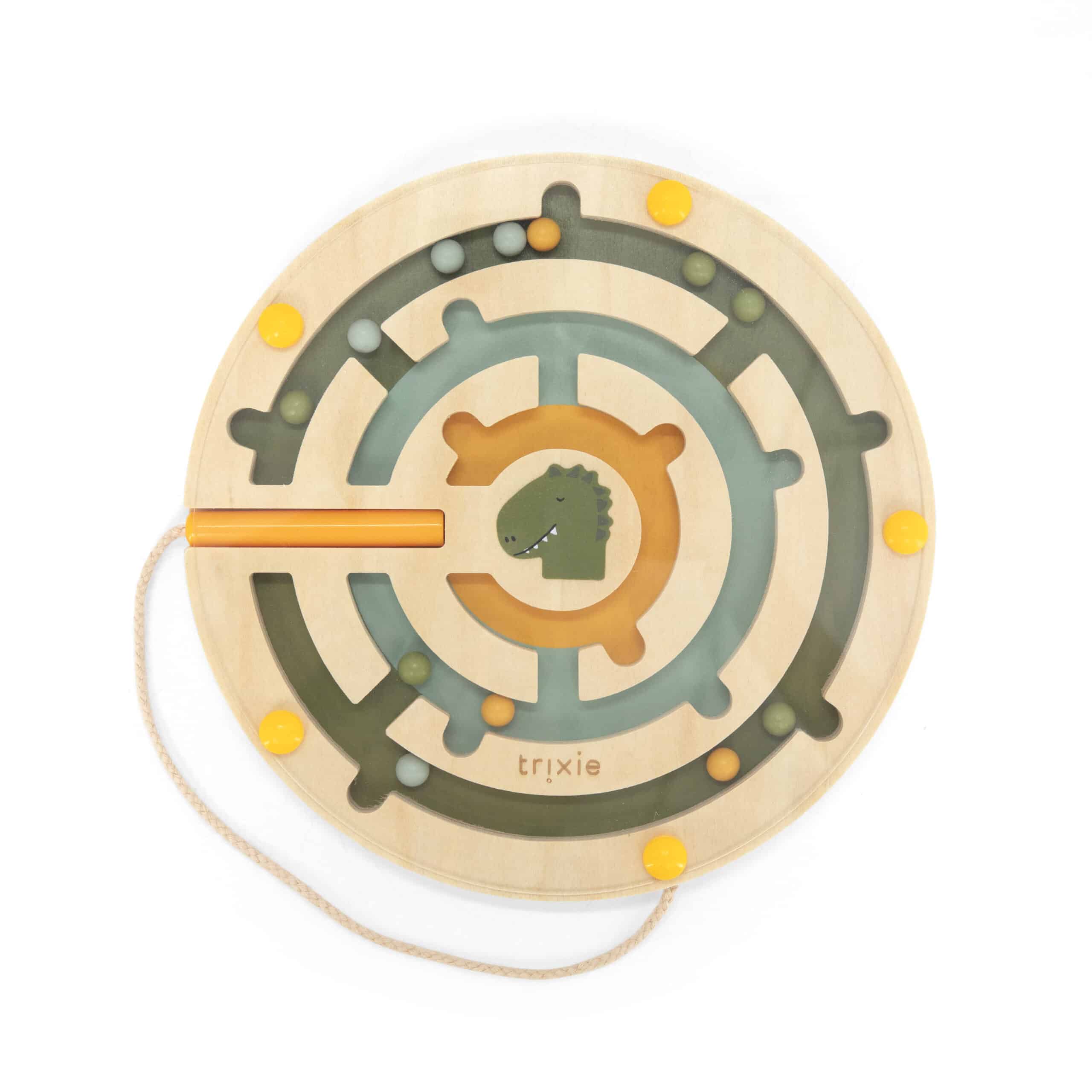 Labyrinthe Magnétique Rond en Bois - Trixie Baby - Vu de face sur fond blanc
