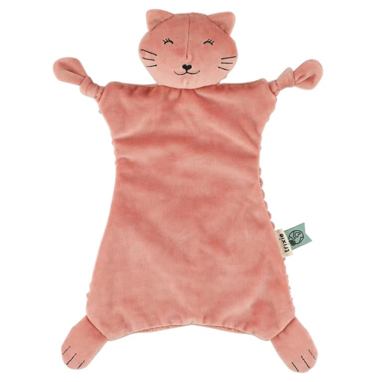 Doudou plat côtelé – Mlle Chat – Trixie Baby - Vue de face sur fond blanc