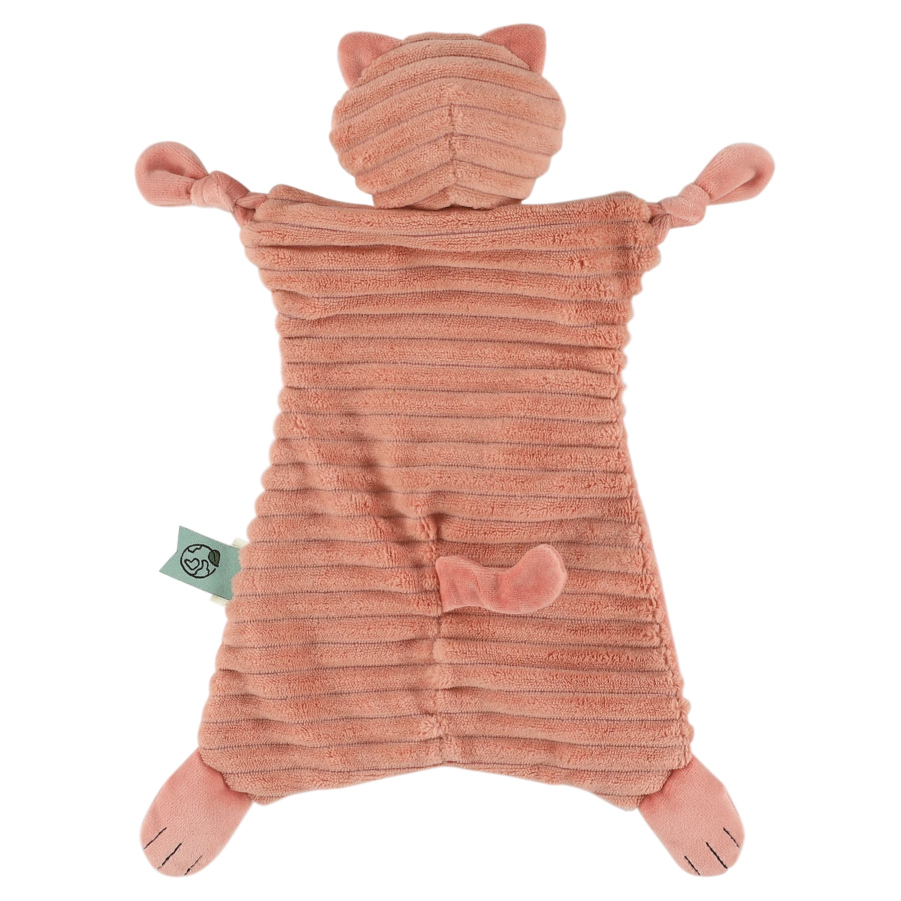 Doudou plat côtelé – Mlle Chat – Trixie Baby - Vue de dos sur fond blanc