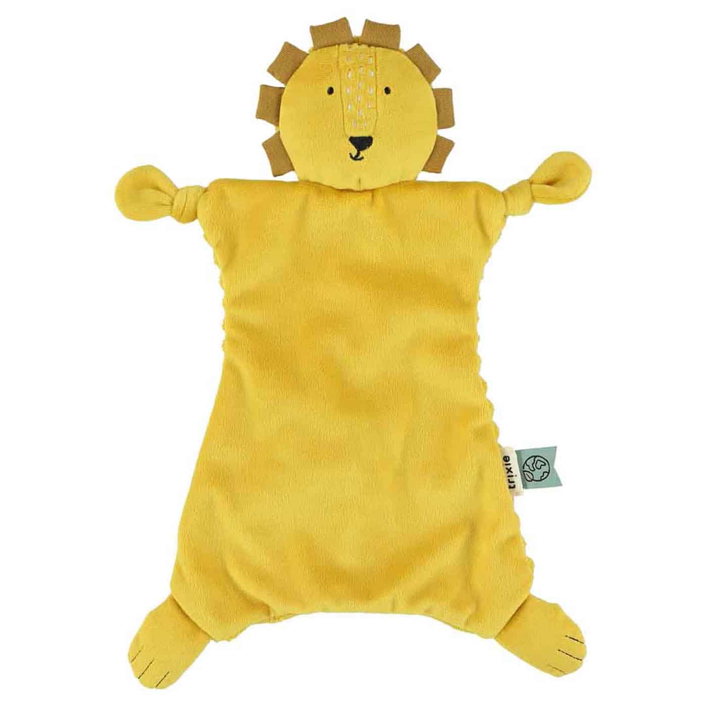 Doudou plat côtelé – Mr Lion – Trixie Baby - Vue de face sur fond blanc