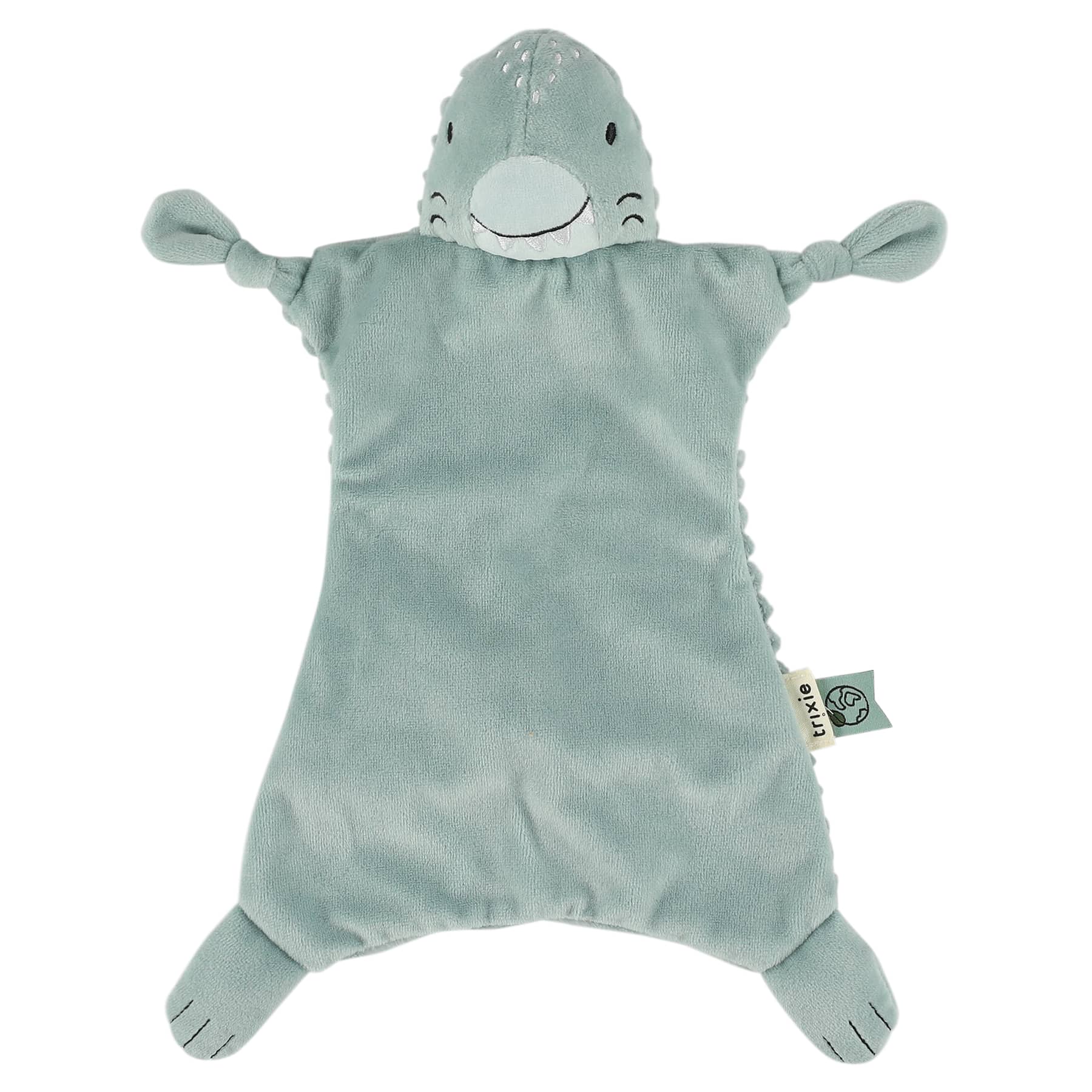 Doudou plat côtelé – Mr Requin – Trixie Baby - Vue de face sur fond blanc