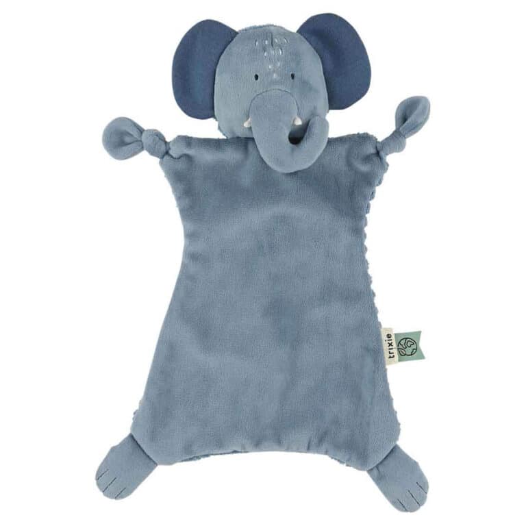 Doudou plat côtelé – Mlle Éléphant – Trixie Baby - Vue de face sur fond blanc