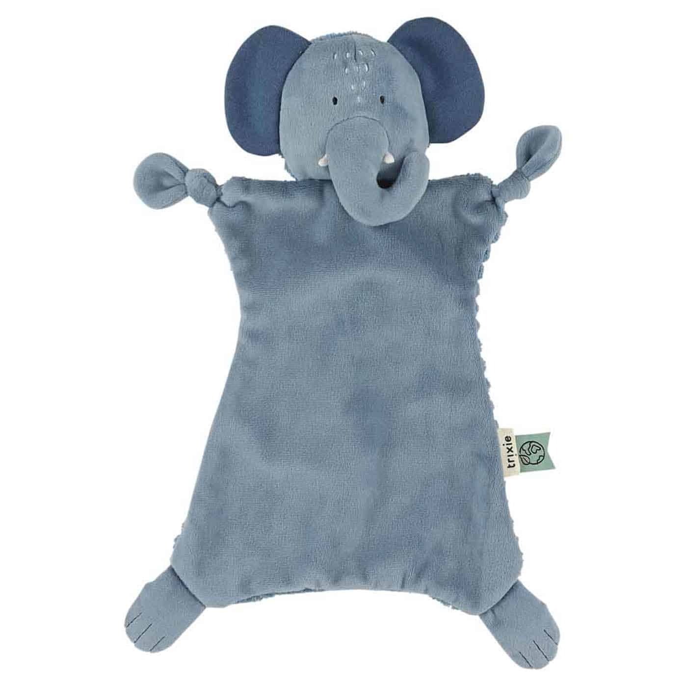 Doudou plat côtelé – Mlle Éléphant – Trixie Baby - Vue de face sur fond blanc