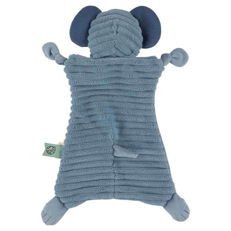 Doudou plat côtelé – Mlle Éléphant – Trixie Baby - Vue de dos sur fond blanc
