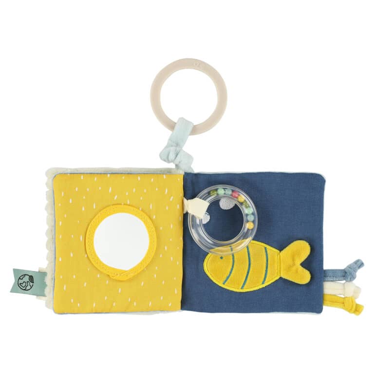 Livre sensoriel pour poussette – Mr requin - Trixie baby - Vu de face sur fond blanc