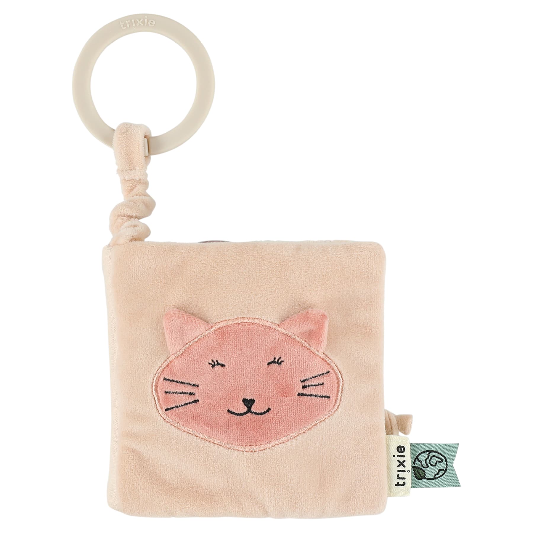 Livre sensoriel pour poussette – Mlle Chat - Trixie baby - Vu de face sur fond blanc