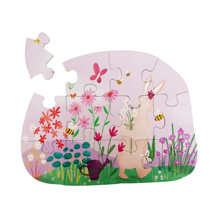 Puzzle à forme 12 pièces « Les fleurs de Mme Lapin » – Trixie baby - Vu monté