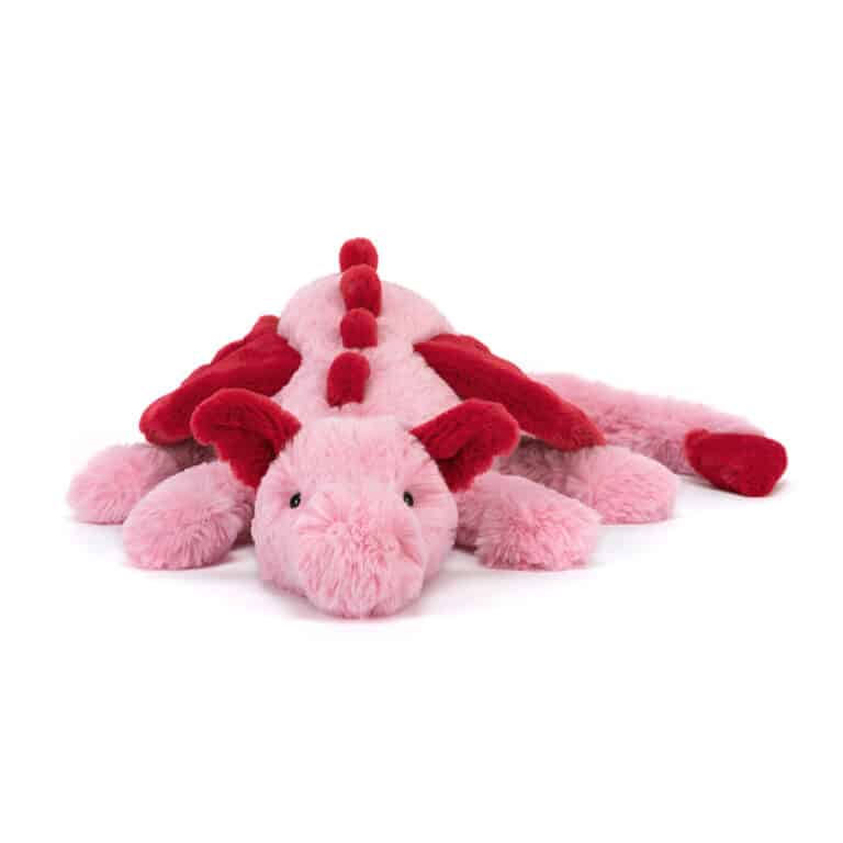 Doudou Heart Dragon – Jellycat - Le gardien des câlins enchantés - Vue de face sur fond blanc