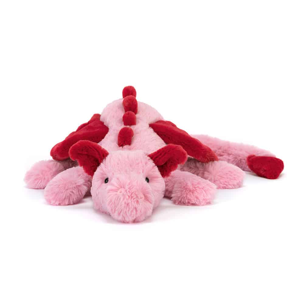 Doudou Heart Dragon – Jellycat - Le gardien des câlins enchantés - Vue de face sur fond blanc