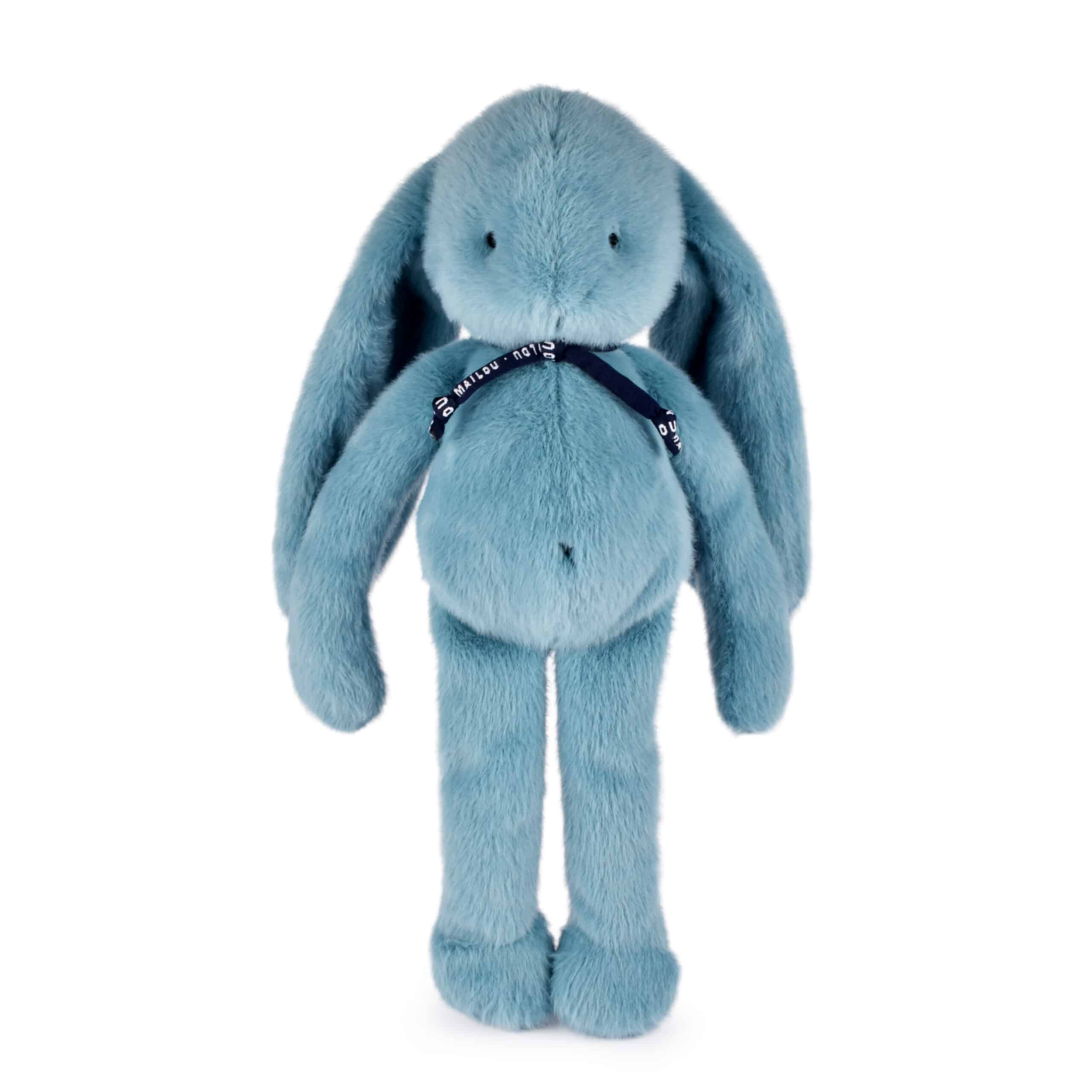 Peluche lapin Méloé - Bleu lagon - Maïlou, vue de face debout sur fond blanc