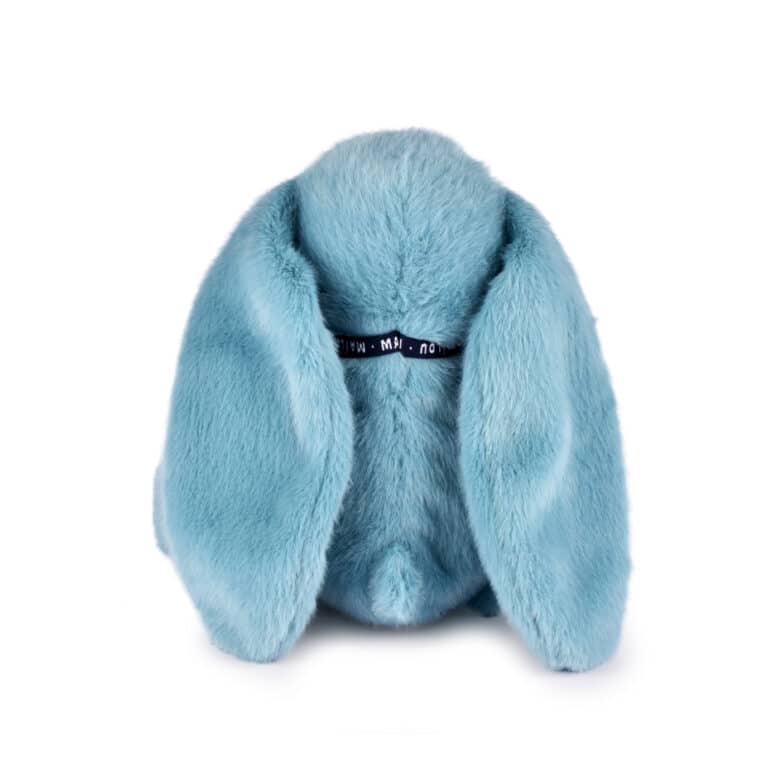 Peluche lapin Méloé - Bleu lagon - Maïlou, vue de dos assis sur fond blanc