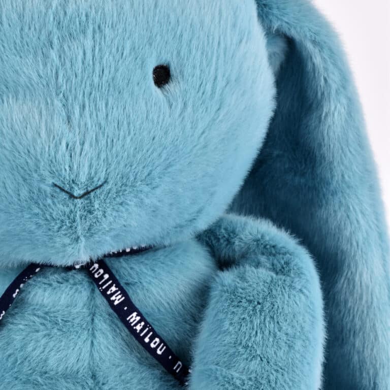 Peluche lapin Méloé - Bleu lagon - Maïlou, zoom sur sa tête