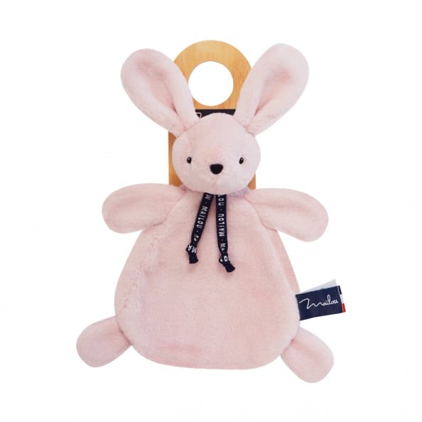 Doudou Plat Lapin Dorlotin – Rose-Maïlou-vu de face sur fond blanc