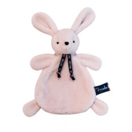 Doudou Plat Lapin Dorlotin – Rose poudré – Maïlou-vue de face sur fond blanc