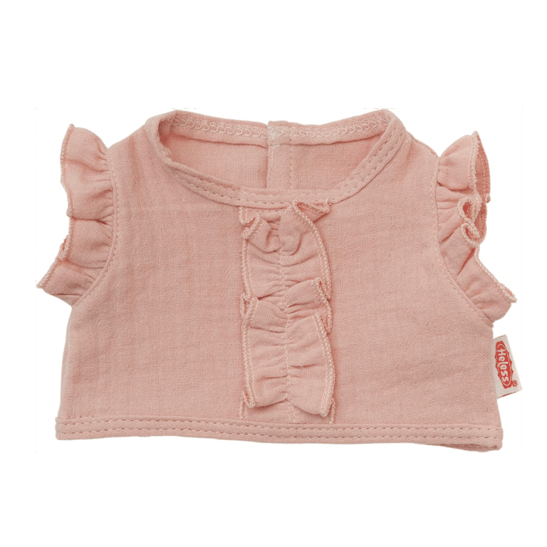 Ensemble pour poupée 28–35 cm – Jupe portefeuille et haut à volants – Rose - Vue de face sur fond blanc