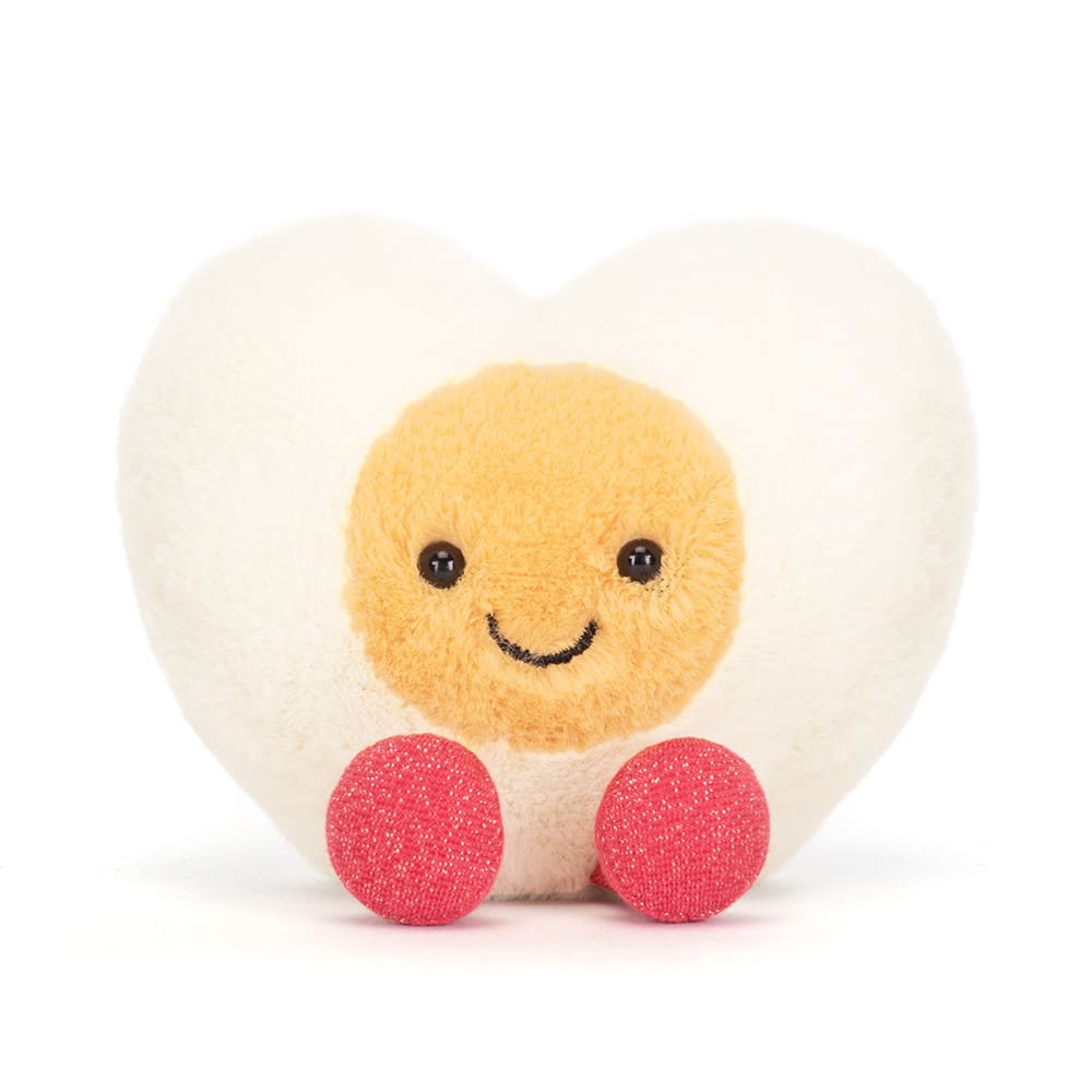 Doudou Amuseables Heart Boiled Egg – Jellycat - Vue de face sur fond blanc