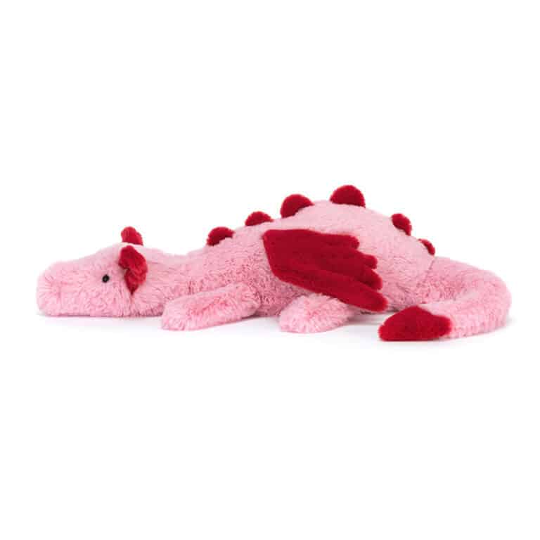 Doudou Heart Dragon – Jellycat - Le gardien des câlins enchantés - Vue de côté sur fond blanc