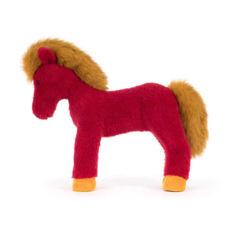 Peluche Jellycat Festival Horse – Vue de côté sur fond blanc