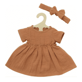 Robe et bandeau pour poupée de 28/35 cm – Abricot - Vue de face sur fond blanc