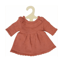 Robe tricotée pour poupée 28–35 cm – Rose pêche