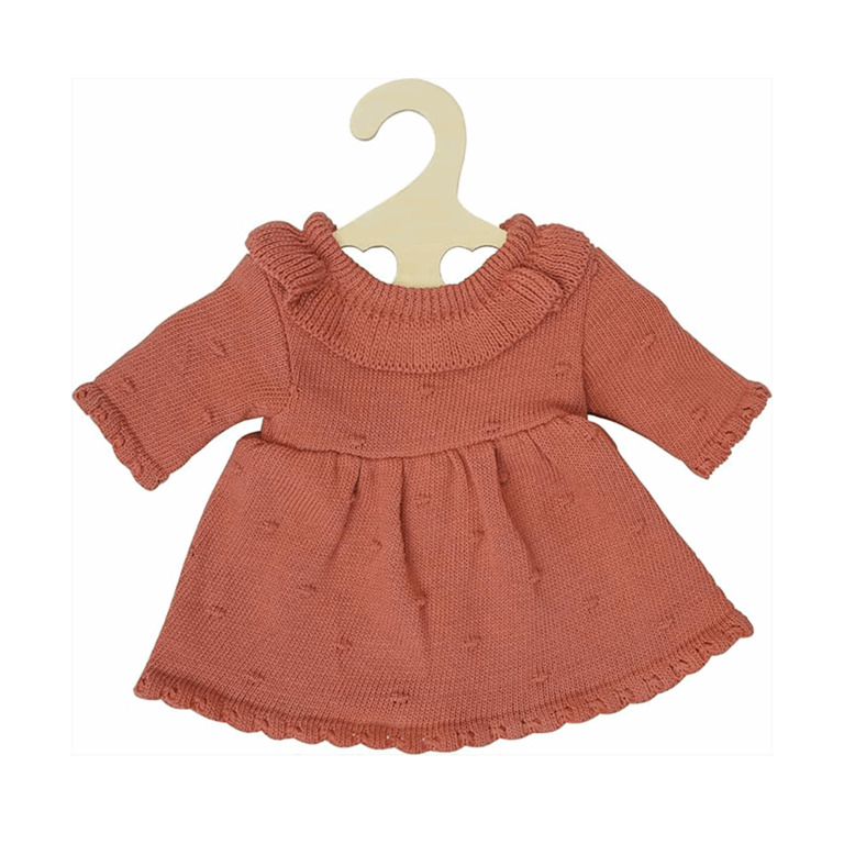 Robe tricotée pour poupée 28–35 cm – Rose pêche