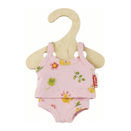 Sous-vêtements rose fleuri pour poupée 20–25 cm - Vue de face sur fond blanc
