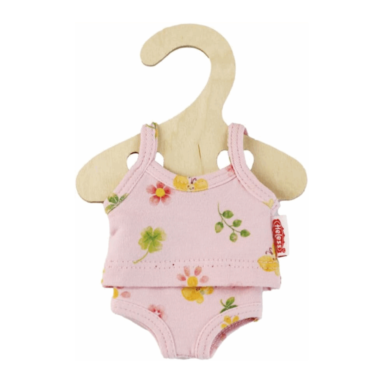 Sous-vêtements rose fleuri pour poupée 20–25 cm - Vue de face sur fond blanc