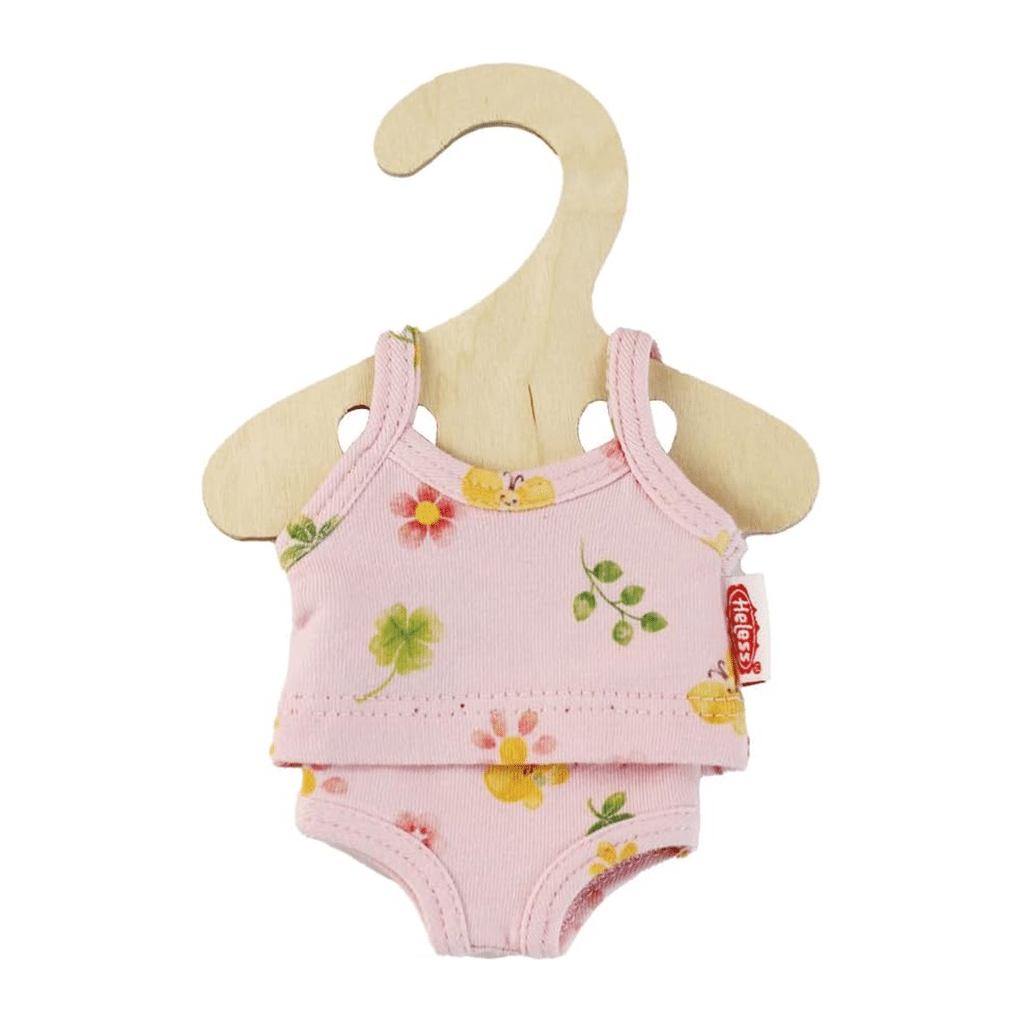 Sous-vêtements rose fleuri pour poupée 20–25 cm - Vue de face sur fond blanc