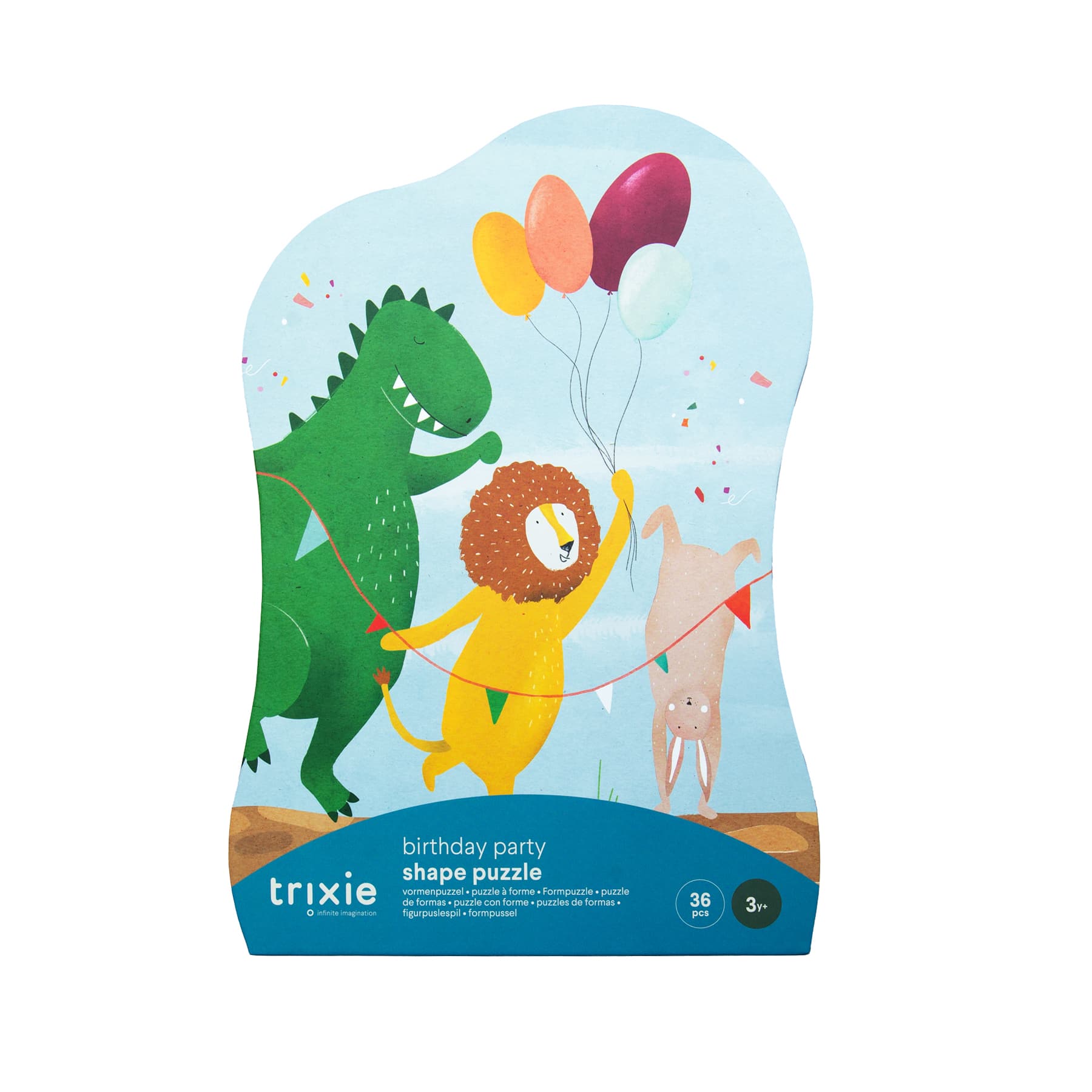 Puzzle à forme – Fête d’anniversaire – 36 pièces – Trixie Baby - Vue de face sur fond blanc