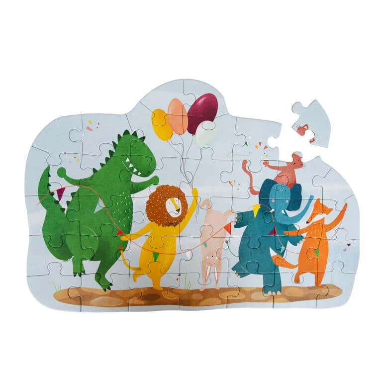 Puzzle à forme – Fête d’anniversaire – 36 pièces – Trixie Baby - Vue de face sur fond blanc
