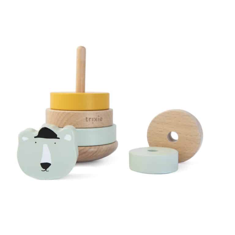 Tour à empiler en bois – Mr Ours polaire – Trixie - Vue de face sur fond blanc